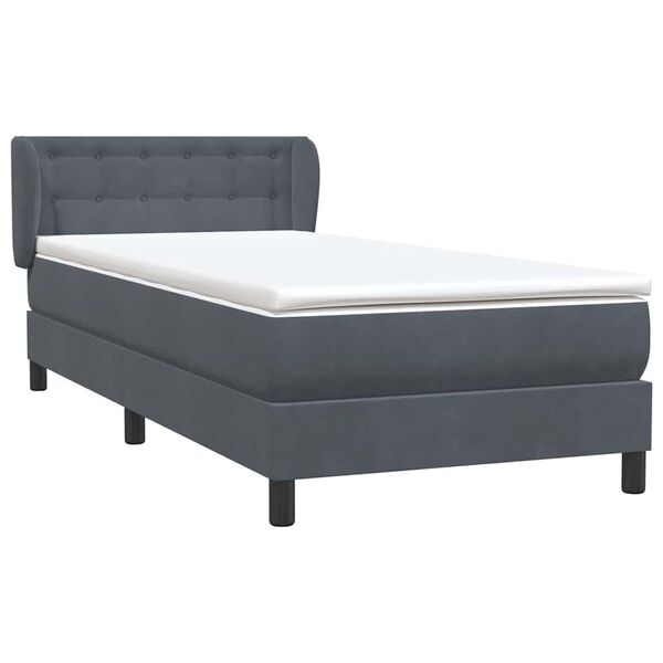 vidaXL Posteľn&yacute; r&aacute;m boxspring s matracom tmavosiv&yacute; 100x210 cm zamat