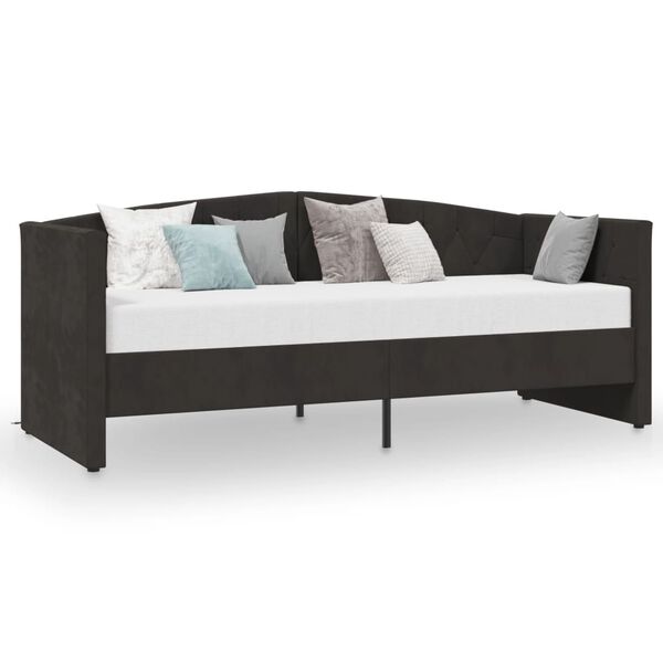 vidaXL Pohovka s matracom a USB čierna zamatov&aacute; 90x200 cm