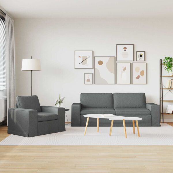 vidaXL Sada pohoviek 2 pcs Tmavo &scaron;ed&aacute; 222 x 80 x 82 cm l&aacute;tka