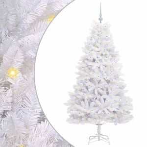 vidaXL Umel&yacute; Skl&aacute;pac&iacute; Vianočn&yacute; Stromček Biela 180 cm PVC a oceľ