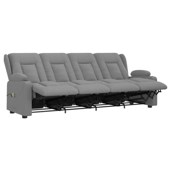 vidaXL 4-miestne sklápacie masážne kreslo+držiaky na poháre, sivé