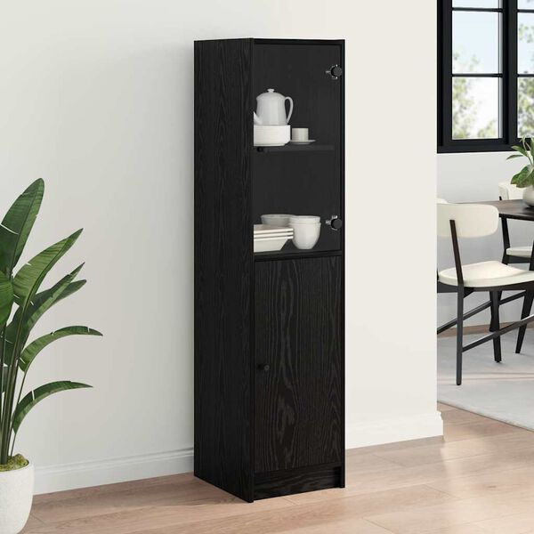 vidaXL Highboard Čierny dub 35 x 37 x 142 cm Kompozitn&eacute; drevo