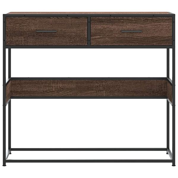 vidaXL Konzolový stolík hnedý dub 90x35x80 cm kompozitné drevo