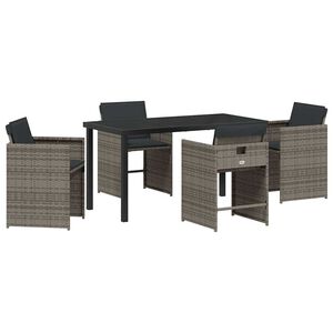 vidaXL Z&aacute;hradn&yacute; jed&aacute;lensk&yacute; set 5 pcs Siv&aacute; polyratan