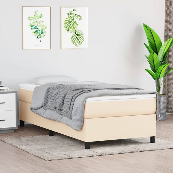 vidaXL Boxspring posteľ s matracom kr&eacute;mov&aacute; 100x200 cm l&aacute;tka