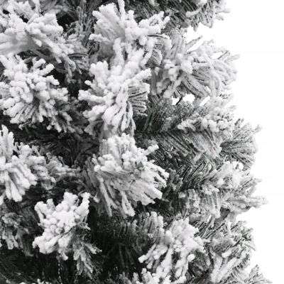 vidaXL Úzky umelý vianočný stromček, zasnežený, zelený 150 cm, PVC