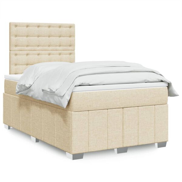 vidaXL Boxspring posteľ s matracom kr&eacute;mov&aacute; 120x190 cm l&aacute;tka