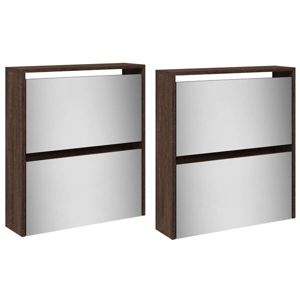 vidaXL Botn&iacute;k so zrkadlom 4-poschodov&yacute; hned&yacute; dub 63x17x134 cm