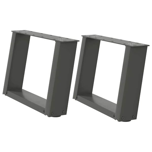 vidaXL Nohy konferenčn&eacute;ho stol&iacute;ka v tvare U, 2 ks, antracitov&eacute;, 40 x (30-31) cm, oceľ