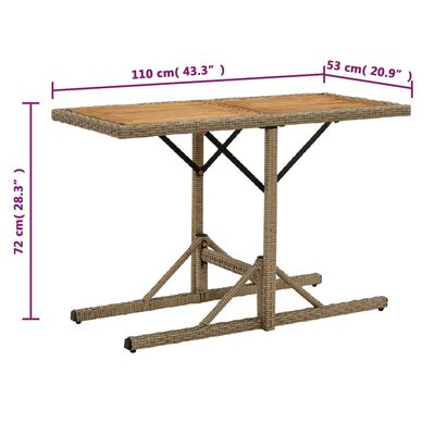 vidaXL Záhradný stôl béžový akáciový masív a polyratan