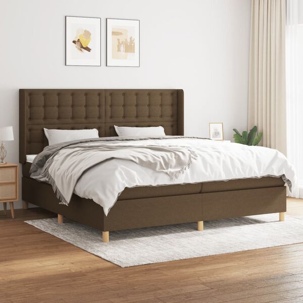 vidaXL Boxspring posteľ s matracom tmavohned&aacute; 200x200 cm l&aacute;tka