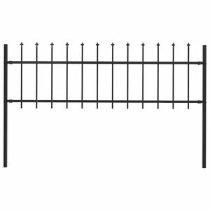 vidaXL Z&aacute;hradn&yacute; plot Woerden s vrchnou časťou v tvare o&scaron;tepu, oceľov&yacute; 170x60 cm, čierny