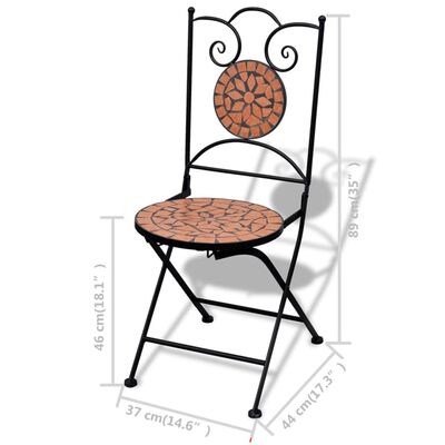 vidaXL Skladacie záhradné stoličky 2 ks, keramika, tehlové