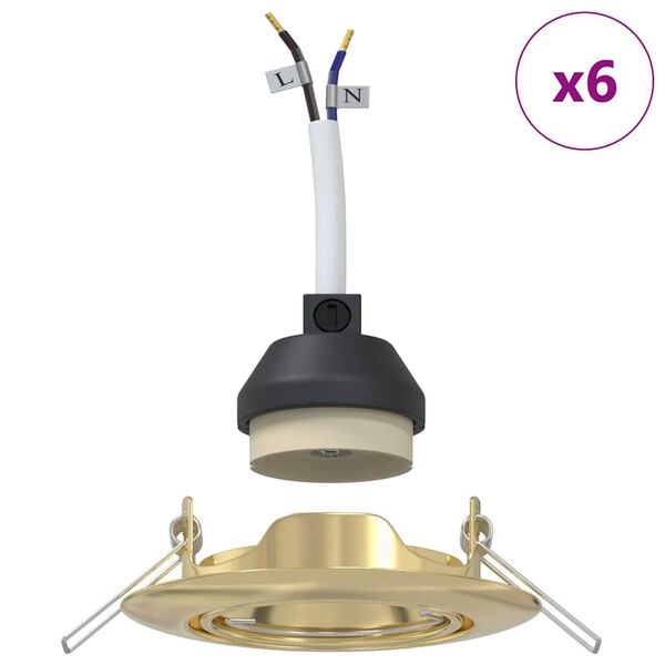 vidaXL Bodov&eacute; svetlo 6 pcs Zlat&aacute; 9 x 9 x 2.5 cm Kov