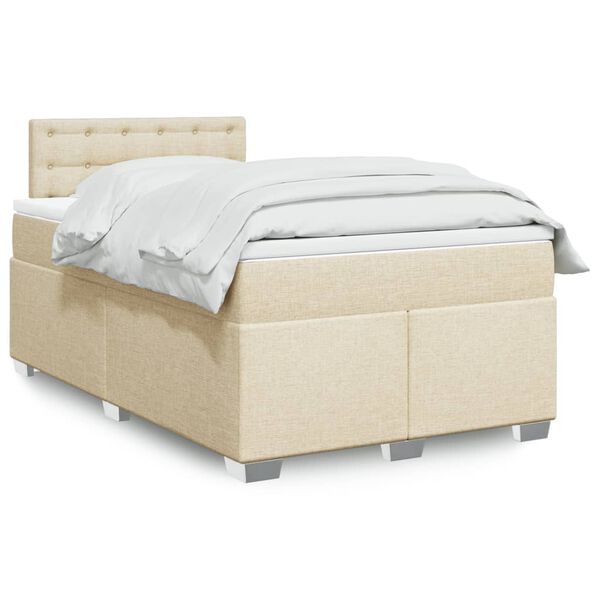 vidaXL Boxspring posteľ s matracom kr&eacute;mov&aacute; 120x190 cm l&aacute;tka