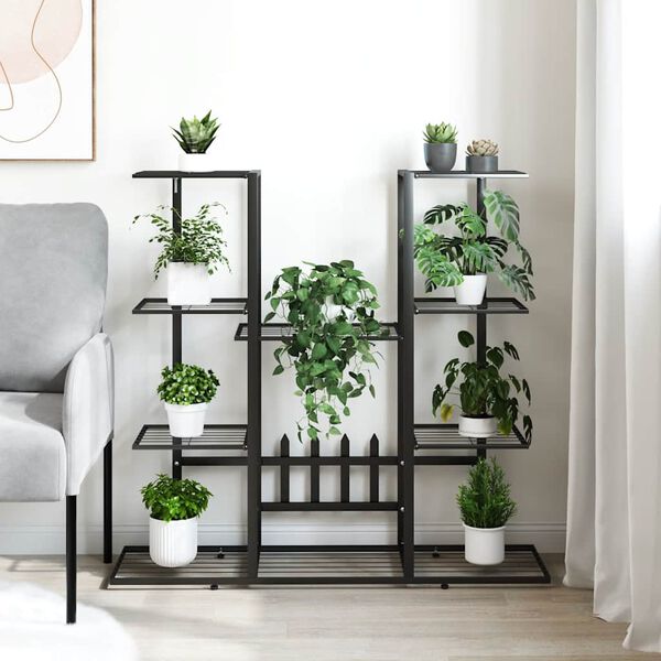 vidaXL Stojan na kvety 94,5x25x89 cm čierny kovov&yacute;