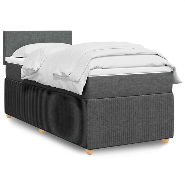 vidaXL Boxspring posteľ s matracom tmavosiv&aacute; 100x200 cm l&aacute;tka