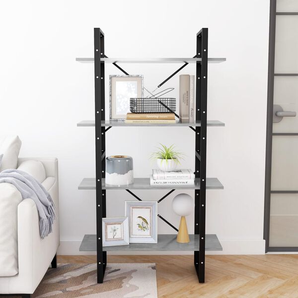 vidaXL Knižnica so 4 policami, bet&oacute;nov&aacute; 80x30x140 cm, kompozitn&eacute; drevo