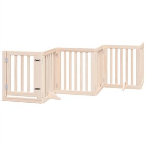 vidaXL Skladacia br&aacute;nka pre psa s dvierkami, 6 panelov, 300 cm, topoľov&eacute; drevo