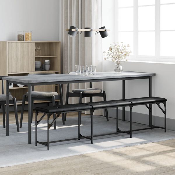 vidaXL Jed&aacute;lensk&aacute; lavica čierna 186x32x45 cm oceľ a umel&aacute; koža