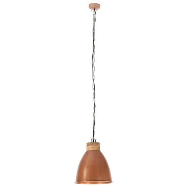 vidaXL Industri&aacute;lna z&aacute;vesn&aacute; lampa meden&aacute; železo a mas&iacute;vne drevo 35 cm E27