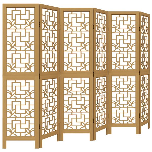 vidaXL Parav&aacute;n, 6 panelov, hned&yacute;, mas&iacute;vne drevo paulownie