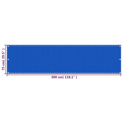 vidaXL Balkónová markíza modrá 75x300 cm HDPE