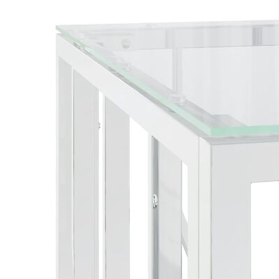 vidaXL Konferenčný stolík strieborný 50x50x50 cm nerezová oceľ a sklo