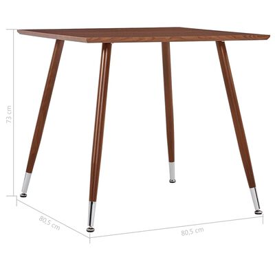 vidaXL Jedálenský stôl, hnedý 80,5x80,5x73 cm, MDF