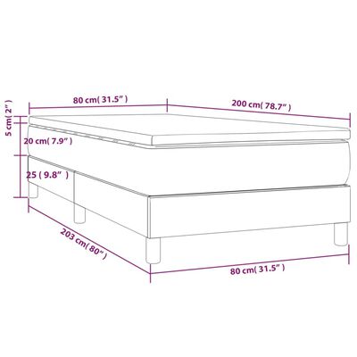 vidaXL Posteľný rám boxsping s matracom sivohnedý 80x200 cm látka