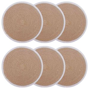 vidaXL Jutov&eacute; podložky 6 pcs Pr&iacute;rodn&aacute; a biela &Oslash; 30 cm 100% Jutov&aacute; vlna