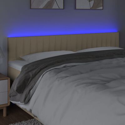 vidaXL Čelo postele s LED krémové 160x5x78/88 cm látka