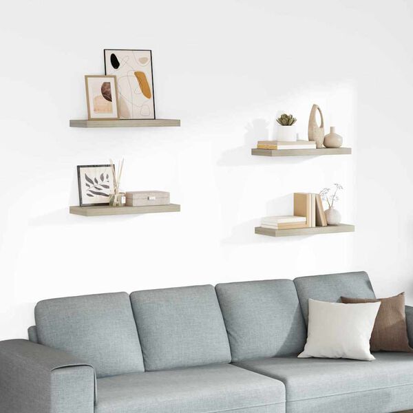 vidaXL Pl&aacute;vaj&uacute;ce n&aacute;stenn&eacute; police 4 ks, dubov&eacute; 60x23,5x3,8 cm, MDF