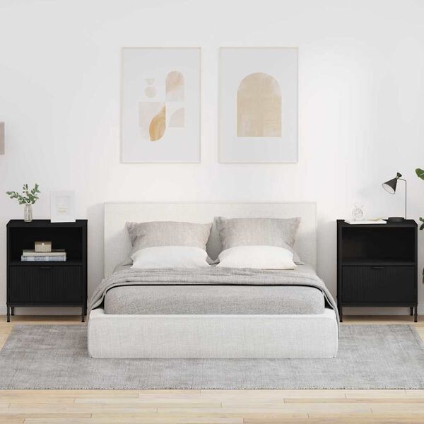 vidaXL Nočn&yacute; stol&iacute;k 2 pcs Čierna 49 x 36 x 61 cm Kompozitn&eacute; drevo