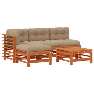 vidaXL Z&aacute;hradn&yacute; lounge set 5 pcs Voskov&aacute; Hned&aacute; Mas&iacute;vna borovica
