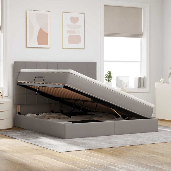 vidaXL Postel s &uacute;ložn&yacute;m prostorem a matrac&iacute; Sivohned&aacute; 160 x 200 cm