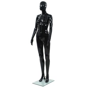 vidaXL D&aacute;mska figur&iacute;na, sklenen&yacute; podstavec, leskl&aacute; čierna 175 cm