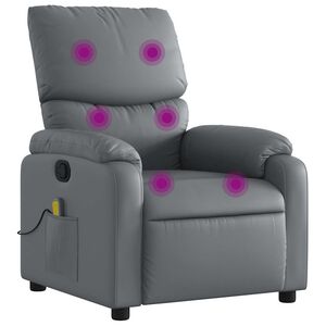 vidaXL Mas&aacute;žne kreslo s polohovac&iacute;m mechanizmom, siv&eacute;, umel&aacute; koža