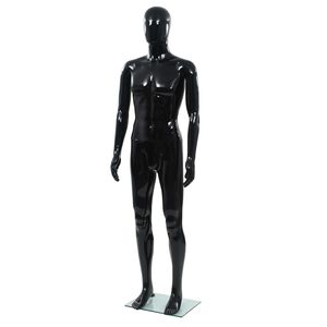 vidaXL P&aacute;nska figur&iacute;na, sklenen&yacute; podstavec, leskl&aacute; čierna 185 cm