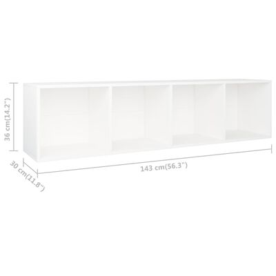 vidaXL Knižnica/TV skrinka, biela 36x30x143 cm, kompozitné drevo