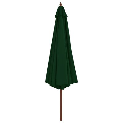 vidaXL Vonkajší slnečník s drevenou tyčou 350 cm zelený