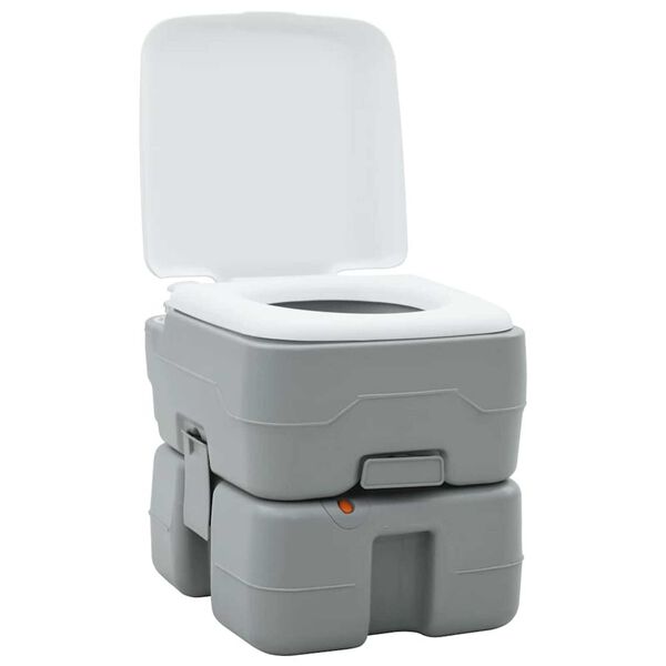 vidaXL Kempingové WC Šedý a biely 41,5 x 36,5 x 37,5 cm Polyetylén