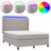 vidaXL Posteľ boxsping s matracom a LED bledosiv&aacute; 140x190 cm l&aacute;tka