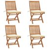 vidaXL Skladacie záhradné stoličky s podložkami 4 ks tíkový masív