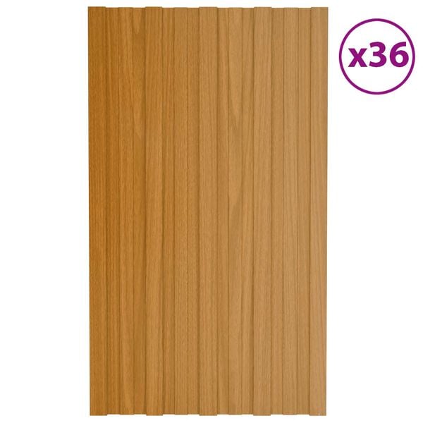 vidaXL Stre&scaron;n&yacute; panel 36 pcs Pr&iacute;rodn&aacute; 80 x 45 cm Pozinkovan&aacute; oceľ