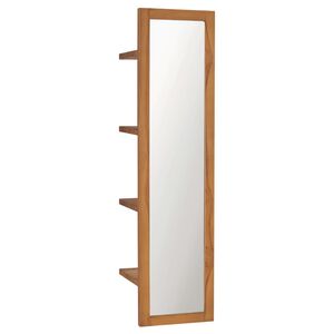 vidaXL N&aacute;stenn&eacute; zrkadlo s poličkami 30x30x120 cm mas&iacute;vne teakov&eacute; sklo