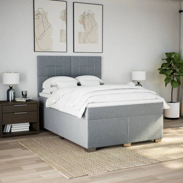vidaXL Boxspring posteľ s matracom bledosiv&aacute; 140x200 cm l&aacute;tka