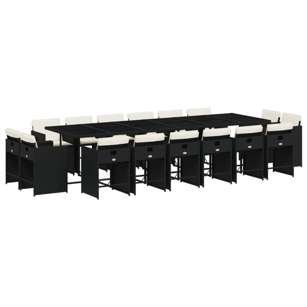 vidaXL 17-dielna z&aacute;hr. jed&aacute;lensk&aacute; s&uacute;prava s vank&uacute;&scaron;mi čierna polyratan