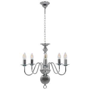 vidaXL Luster strieborn&yacute; 5 x E14 žiarovky