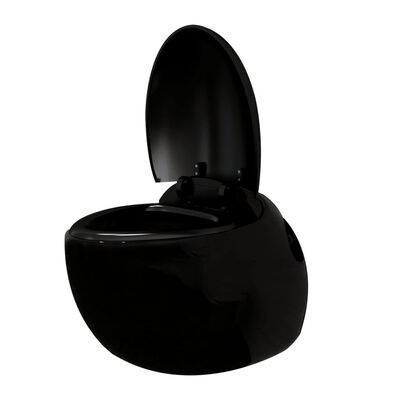 Nové čierne závesné WC v tvare vajíčka